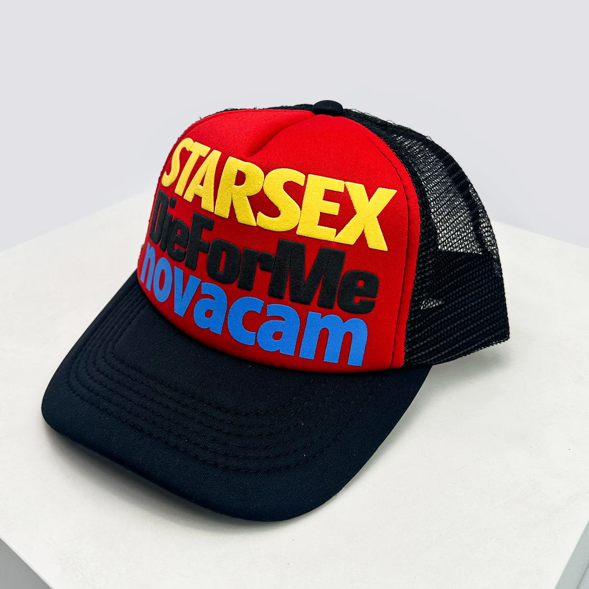 New Unisex Color Block Printed Letter Embroidery Baseball Hats Hip Hop Breathable Mesh Sunshade Street Trucker Caps Versatile