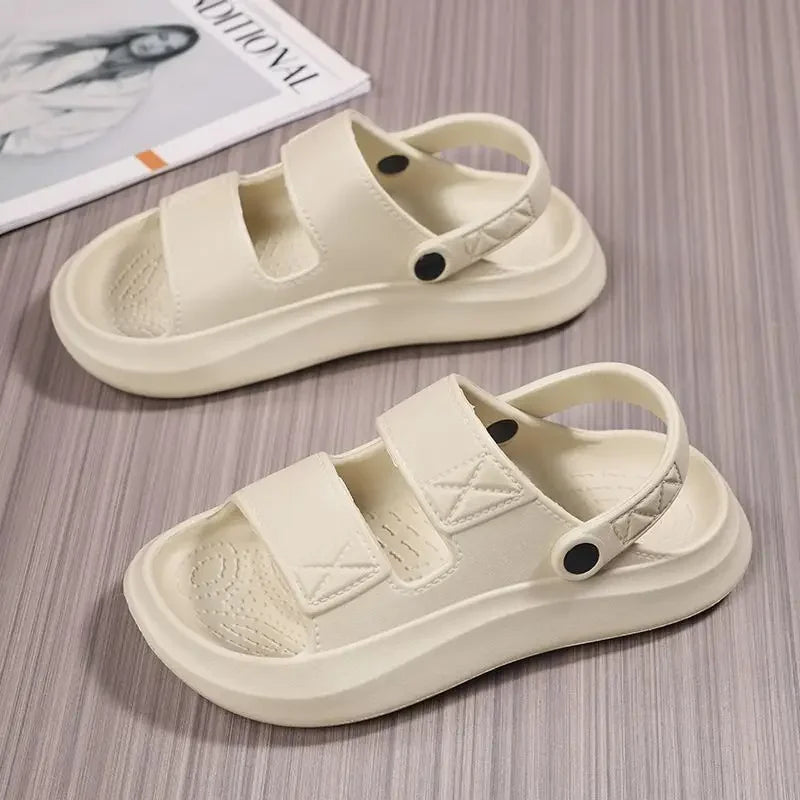 High Quality Summer Fashion Solid Color Convenient Men's Lightweight Slip on Casual Wear Resistant Large Size Sandals