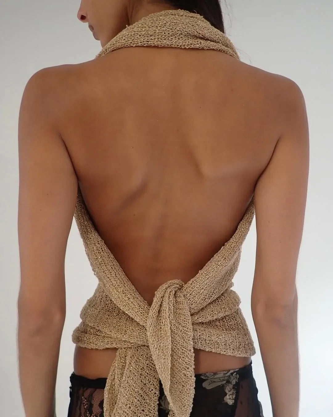 Glitter Knitted One Piece Top Women Fashion Halter Shawl Multi-wear Holiday Cape Beach Tank 2025 Summer Casual Cover Ups