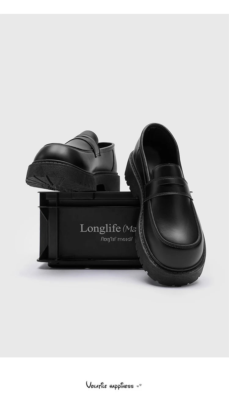 STRONGSHEN Loafers Men Leather Shoes Thick-soled British Style Black Formal Business Shoes Fashion Luxury Slip-On Casual Shoes
