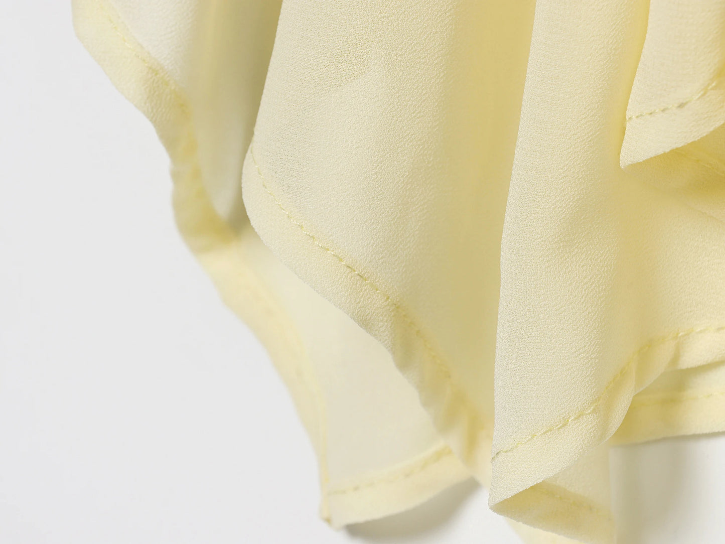 TRAFZA Vintage Chic Yellow Tie Up Women Blouse V-Neck Ruffles Long Sleeve Lace-up Bow Shirts Fashion 2025 Spring Summer Blouses