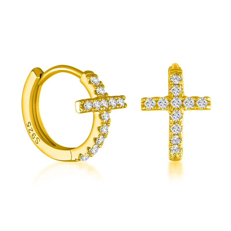 CANNER White Zircon Simple Love Round Earring For Women 925 Sterling Silver Earrings Hoops Pendiente Plata Piercing Gold Jewelry