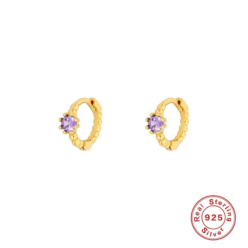 CANNER White Zircon Simple Love Round Earring For Women 925 Sterling Silver Earrings Hoops Pendiente Plata Piercing Gold Jewelry
