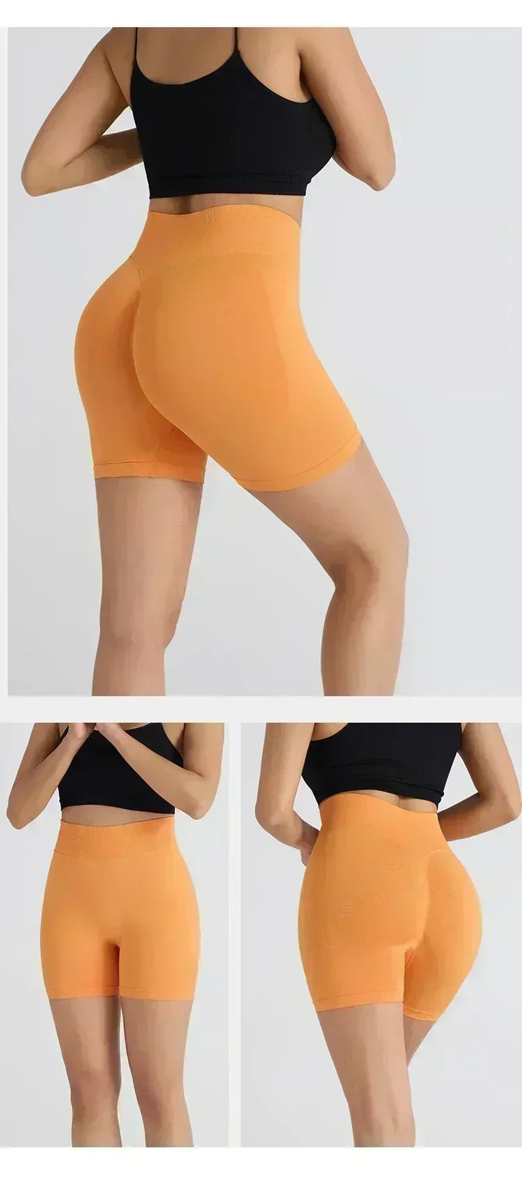 Impact Shorts Low Ribbed Waist Band Women Scrunch Bum Gym Shorts Seamless Yoga Shorts Workout Biker Short Stretch Fitness Short