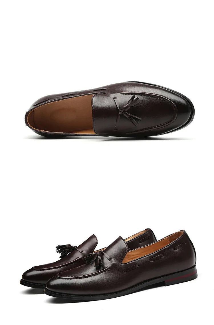 Men's Casual Leather Shoes Mens Driving Loafers Light Moccasins Men Trendy Tassels Party Wedding Flats EUR Sizes 38-48