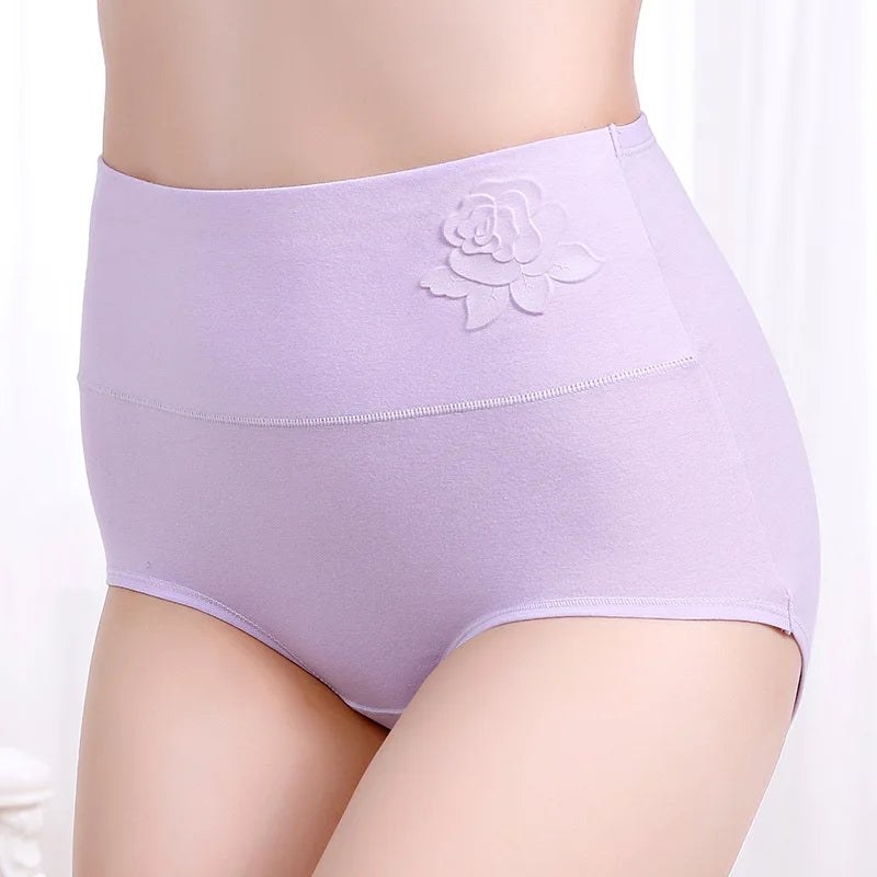 4Pcs/Set High Waist Underwear Cotton Panties Women Body Slimming Solid Briefs Plus Size Underpants Female Breathable Lingeries