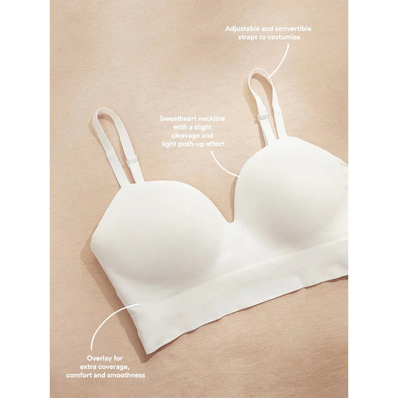 Women's Sexy Body Shaping Plus Size Fixed Cup Bra Supporting Traceless Underwear Comfortable Gather-up Wireless Bra
