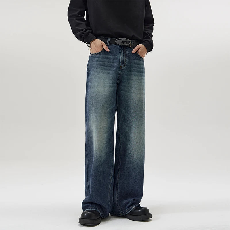 Men's Retro Jeans Korean High Street Hip-hop Loose Straight Leg Wide Leg Pants Y2k Fashion Baggy Pants Street Clothing 4 Colors