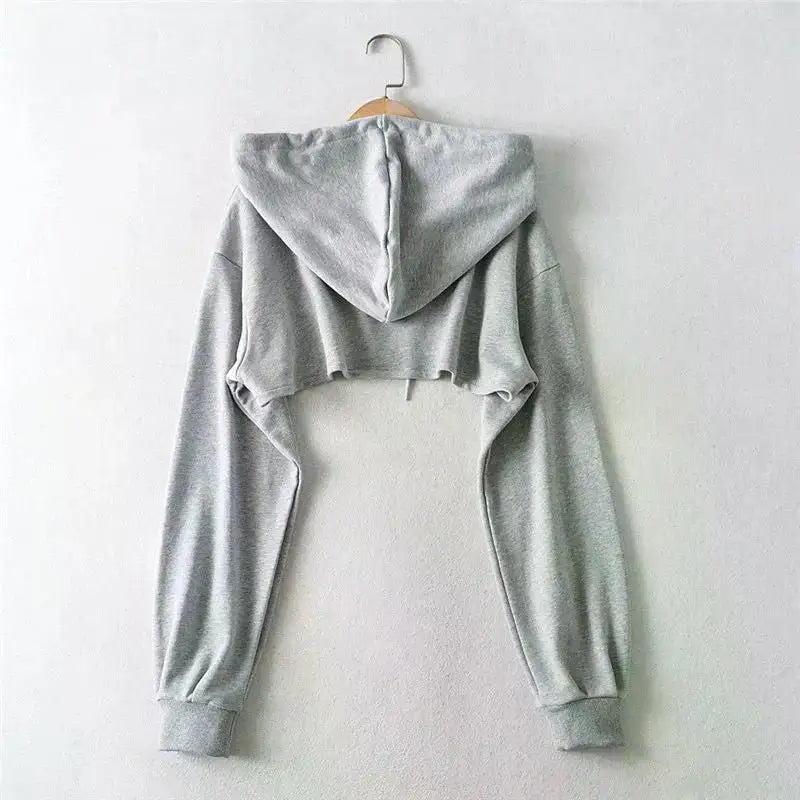 Hoodie Female Hoodie Personality Irregular Crop Ultra Short Style Long Sleeve Top Female Drop Shipping Sweatshirt Y2k Clothes