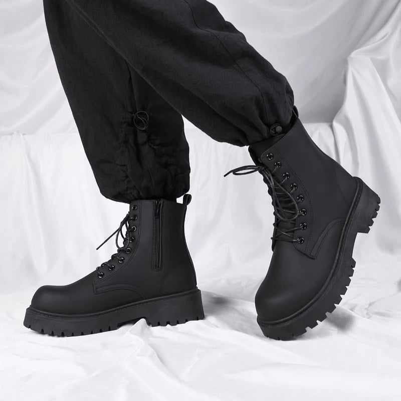 Luxury Brand Boots Chelsea Men's Boots Leather Men Designer Boots Fashion Casual Business Black Boots Thick Soled Mid Top Boots
