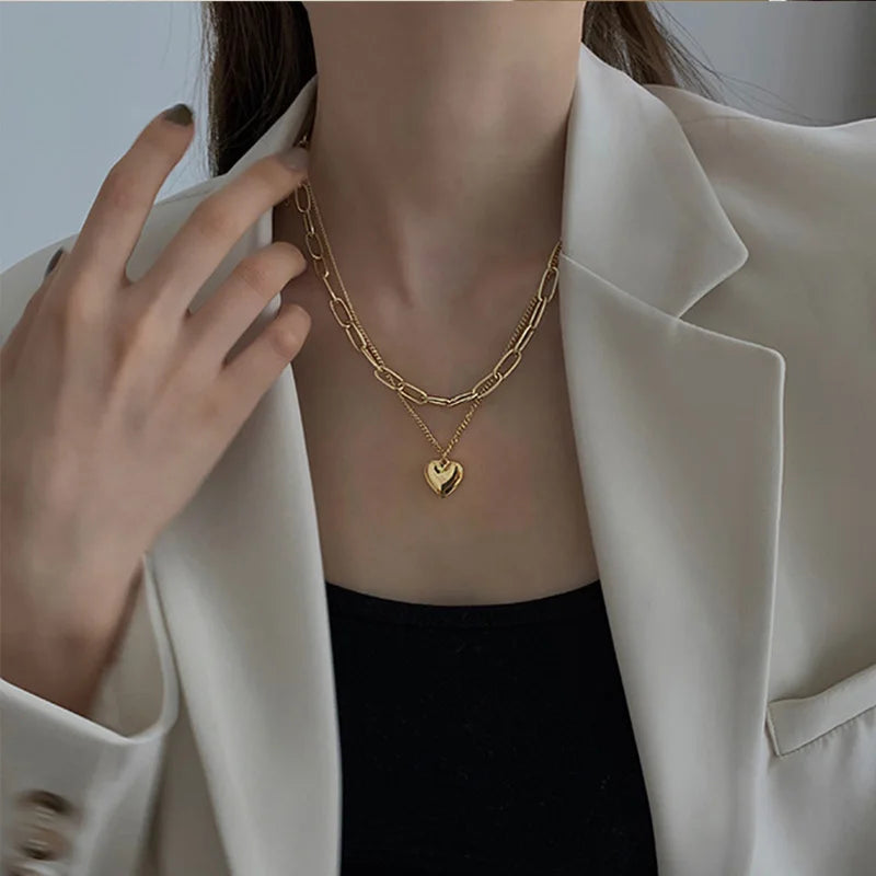 New Fashion Hollow Korean Sweet Love Heart Choker Necklace Statement Girlfriend Gift Cute Necklace Jewelry Collier Femme 2022