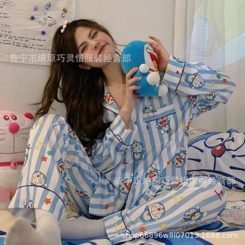 Cartoon Sanrio My Melody Long-Sleeved Pajamas Set Kawaii Cinnamoroll Printing Spring Autumn Thin Cute Girls Casual Home Clothes