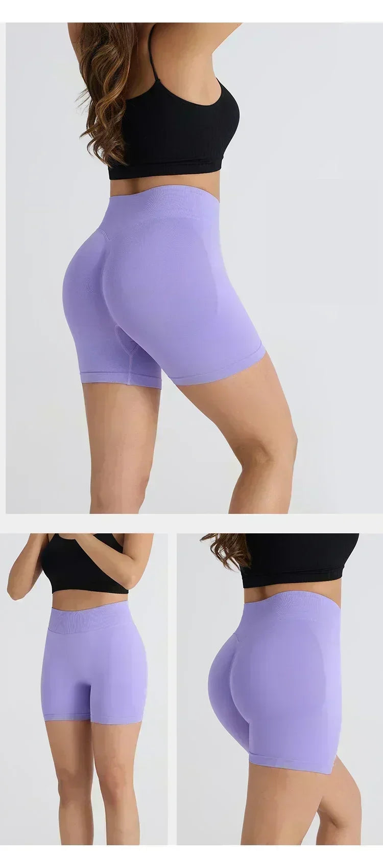 Impact Shorts Low Ribbed Waist Band Women Scrunch Bum Gym Shorts Seamless Yoga Shorts Workout Biker Short Stretch Fitness Short