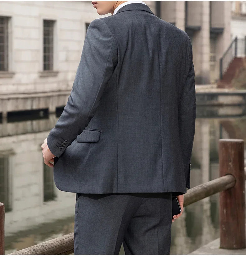 New (Blazer+ Vest + Pants) Fashion Business Men's Professional Dress Solid Color Trend Casual Gentleman Slim Groom Suit M-6XL