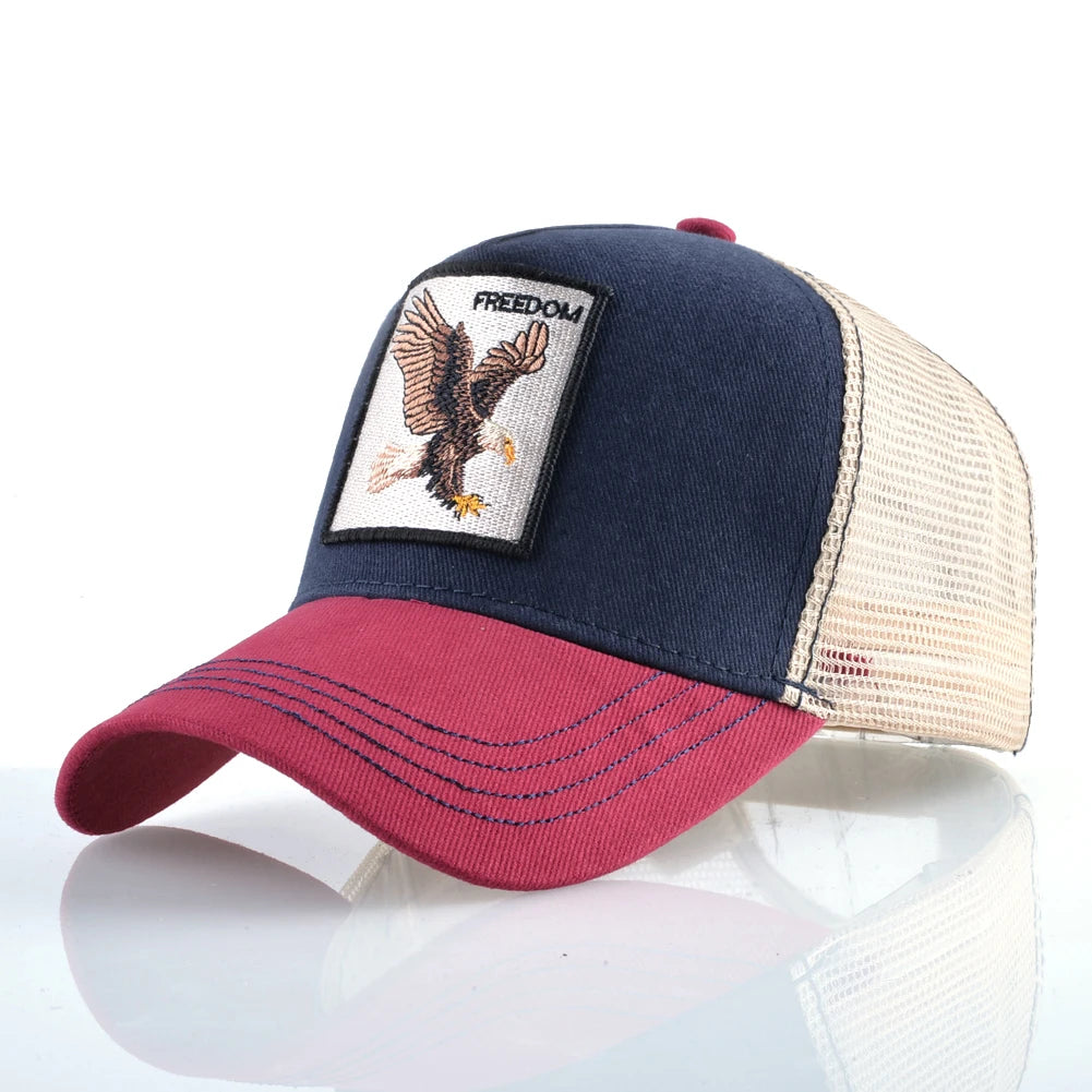 Fashion Trucker Caps With Embroidery Goat Patch Four Seasons Snapback Baseball Cap For Men Women Adjustable Visor Hat