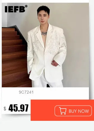IEFB Embroidery Sequin Trendy Casual Men's Blazer Spring New Fashion Male Jacket Streetwear Suit Coat Personality 9Y9245