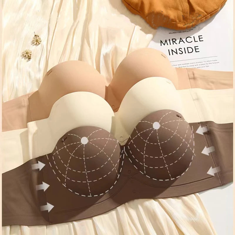 Women's Bra Half Cup Push Up Small Breasts Show Bigger Side Breasts Seamless Sling Bra No Wires Sexy Sling Bra