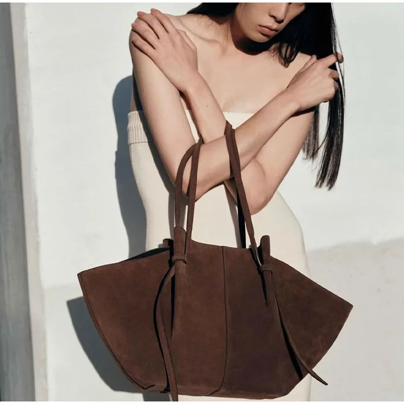 Women's Shoulder Bag Suede Nubuck Large Capacity Hand-held Wing Tote Bag Designer Long Shoulder Strap Shopping Roomy Bags New