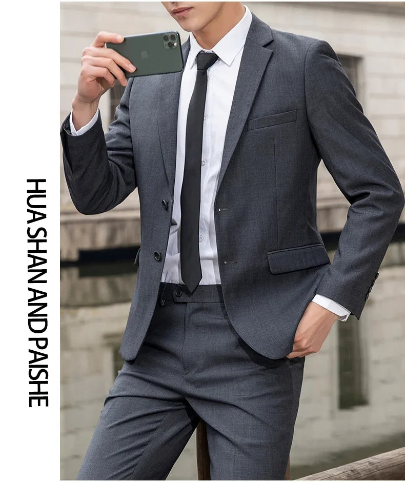 New (Blazer+ Vest + Pants) Fashion Business Men's Professional Dress Solid Color Trend Casual Gentleman Slim Groom Suit M-6XL