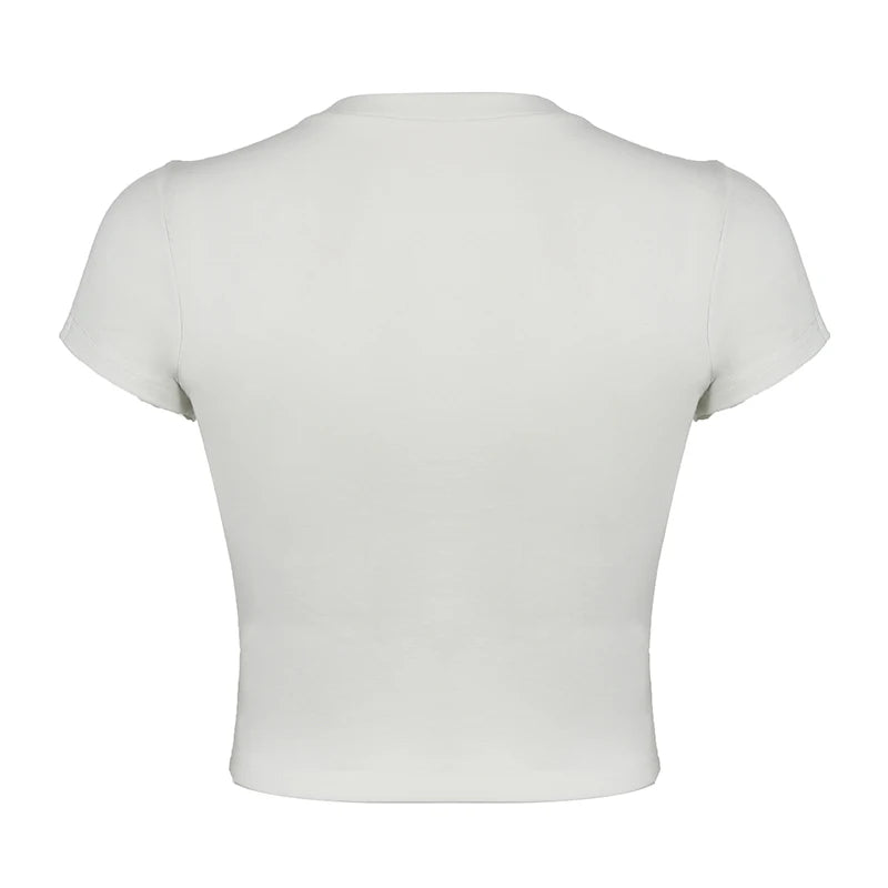 CIBBAR Harajuku Animal Print Crop Top Basic White Short Sleeve Crewneck T-shirt Women Casual Slim-fitting Tees Lady y2k Vintage
