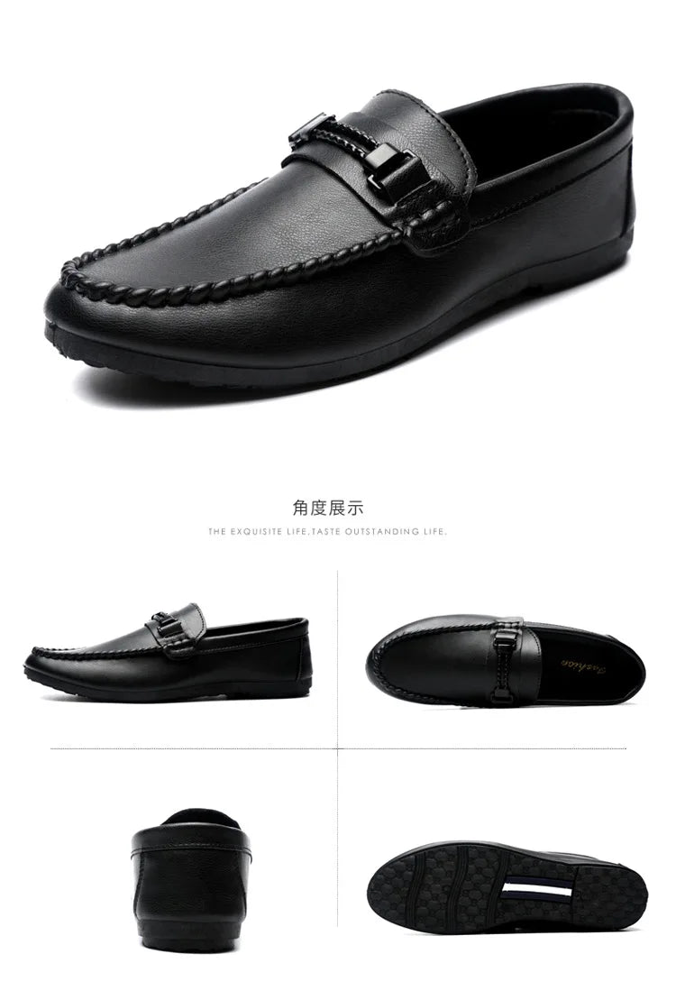 Men's Formal Summer Soft Sole Business Work Shoes Waterproof Lightweight Genuine Leather Men's Loafers Men's Flat Breathable