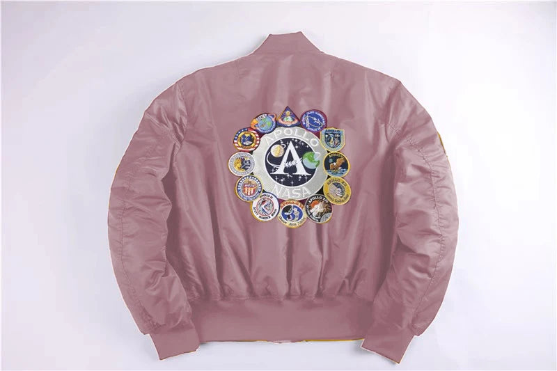 Winter bomber flight jacket vintage MA-1 APOLLO men coat streetwear warm varsity hip hop baseball letterman pilot us air force