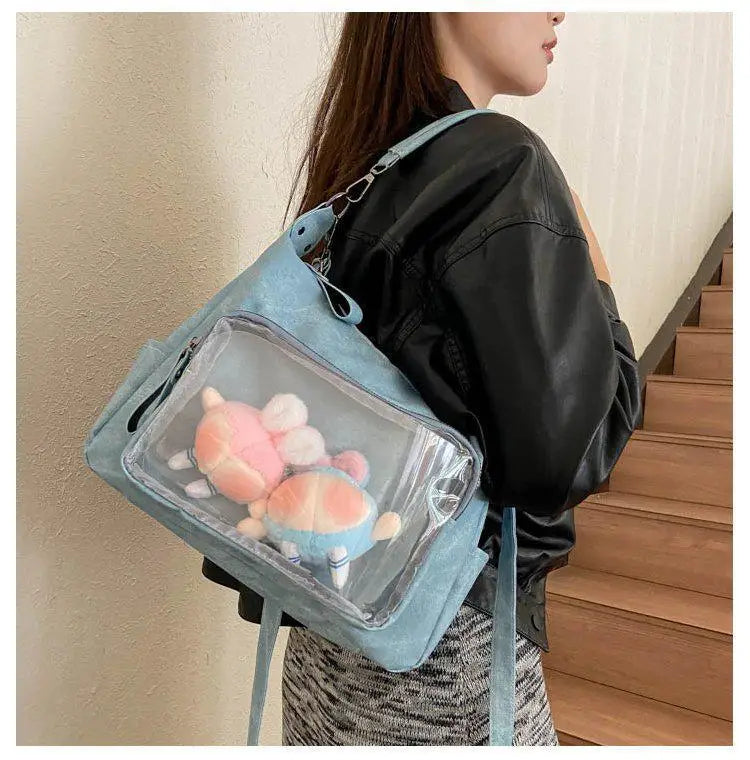 MBTI Casual Ita Bag for Women Fashion Aesthetic Y2k Large Capacity Shoulder Bag Transparent Daily Advanced Harajuku New Handbag