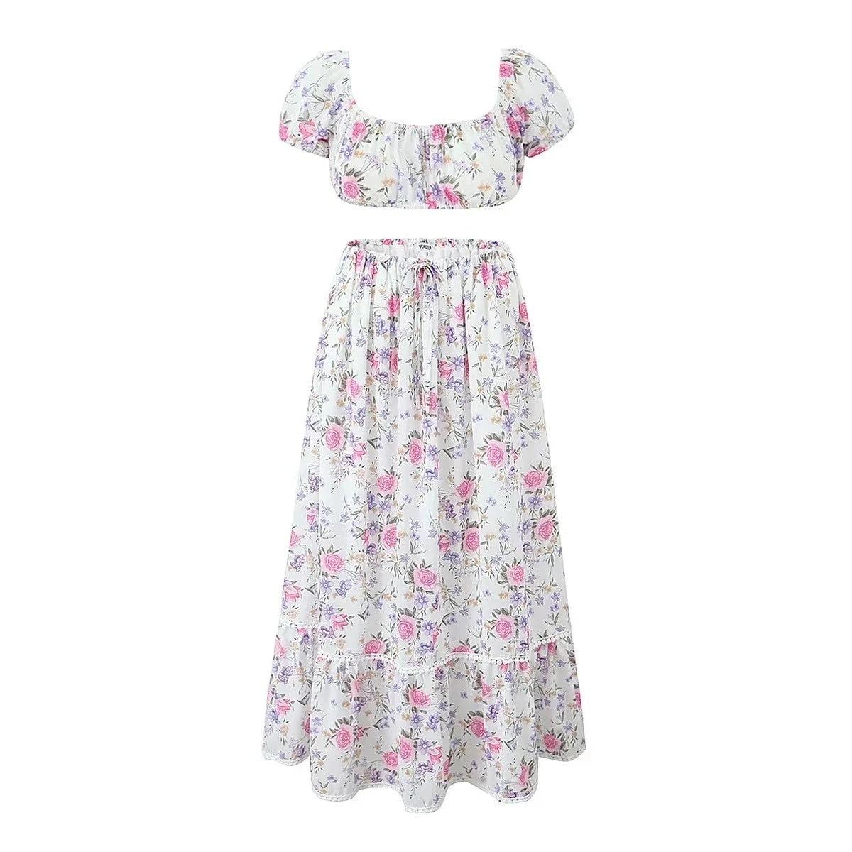 Lace Skirt Set Dress Summer Women Beach Holiday Sexy Cotton Matching Set Outfits Spring White 2 Pcs Vestidos Female Set 2025