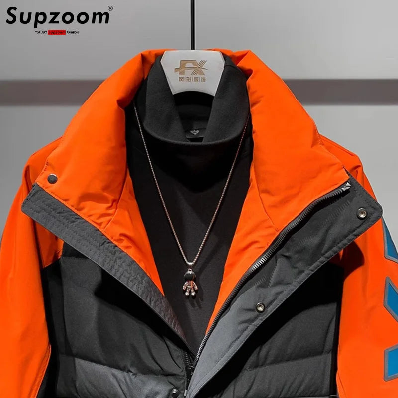 Supzoom New Arrival Casual Mens Collar Color splicing Winter Trendy Bread Couple Starry Thickened Coat Cotton-padded Jackets