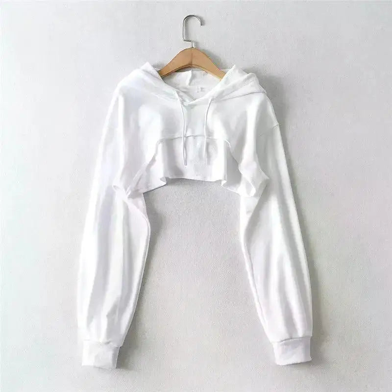Hoodie Female Hoodie Personality Irregular Crop Ultra Short Style Long Sleeve Top Female Drop Shipping Sweatshirt Y2k Clothes