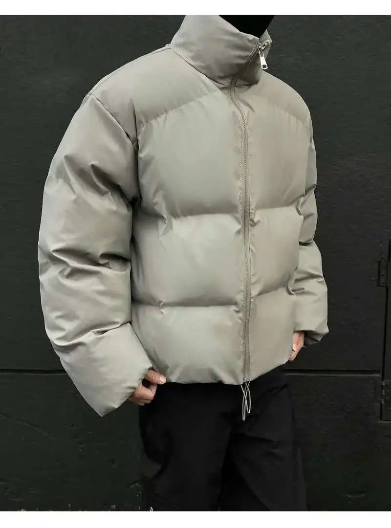 PFHQ Winter 2024 Short Loose Bread American Cotton Jacket Winter solid color stand collar long sleeve male tops