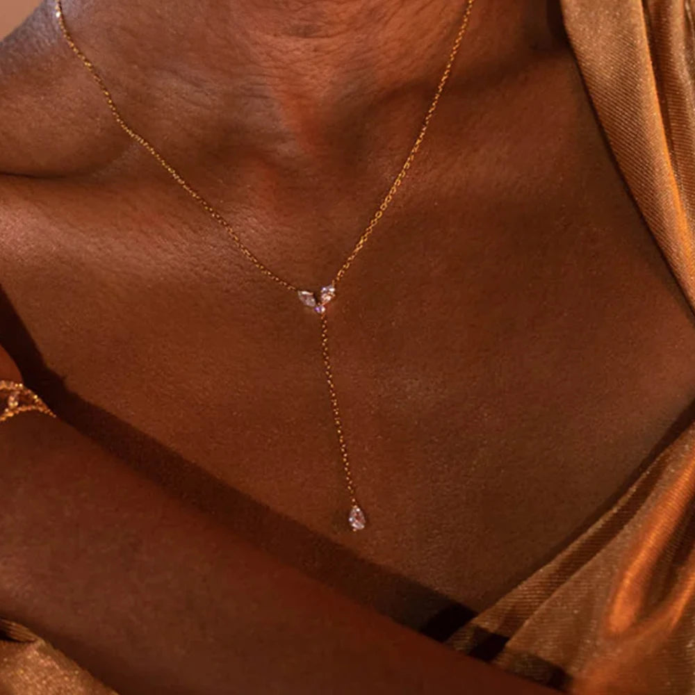 AIDE 925 Sterling Silver Personalized Snake Chain Adjustable Y Necklace Clavicle Pendant Chokers Necklace Women's Holiday Gifts