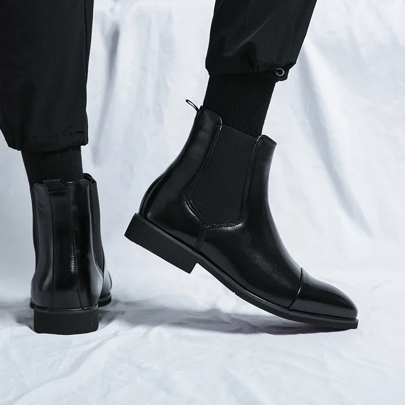 Luxury Brand Men's Chelsea Boots New Outdoor Red Sole Square Shoes Handmade Toe Business Ankle Boots for Men Dress Boots 2024