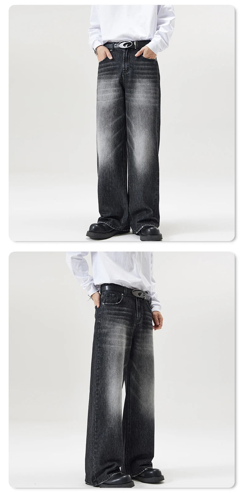 Men's Retro Jeans Korean High Street Hip-hop Loose Straight Leg Wide Leg Pants Y2k Fashion Baggy Pants Street Clothing 4 Colors