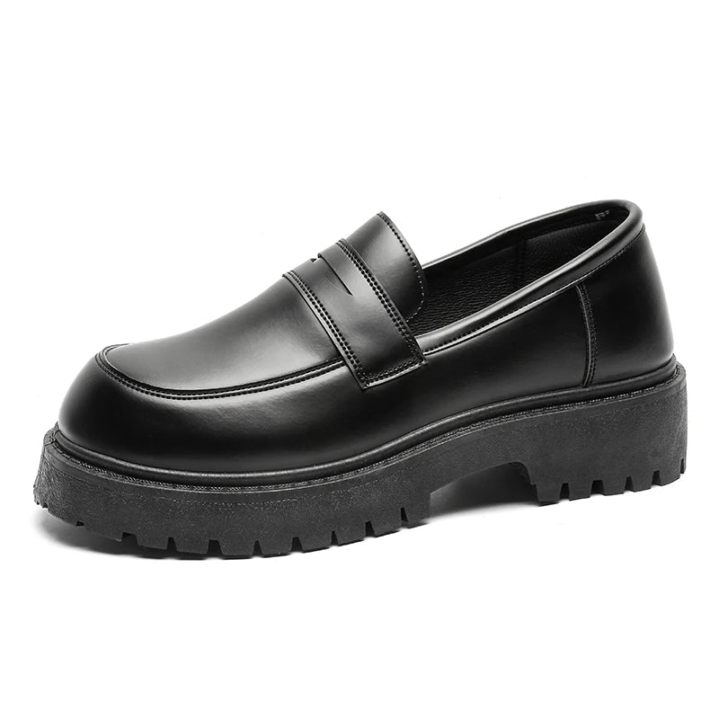 STRONGSHEN Loafers Men Leather Shoes Thick-soled British Style Black Formal Business Shoes Fashion Luxury Slip-On Casual Shoes
