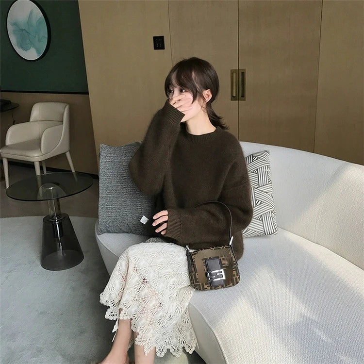Women Sweater Womens Winter Sweaters Pullover Traf Female Knitting Overszie Long Sleeve Loose Knitted Outerwear Ropa De Mujer