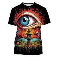 Short-sleeved printed shirt, suitable for both men and women. 3D pattern design. Summer fashion style shirt.