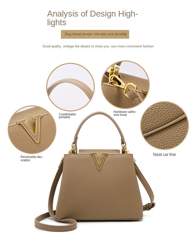 New Summer Versatile Women's Bag High-end Sense Exquisite Handbag Soft Leather Crossbody Commuter Bags Luxury Fashion