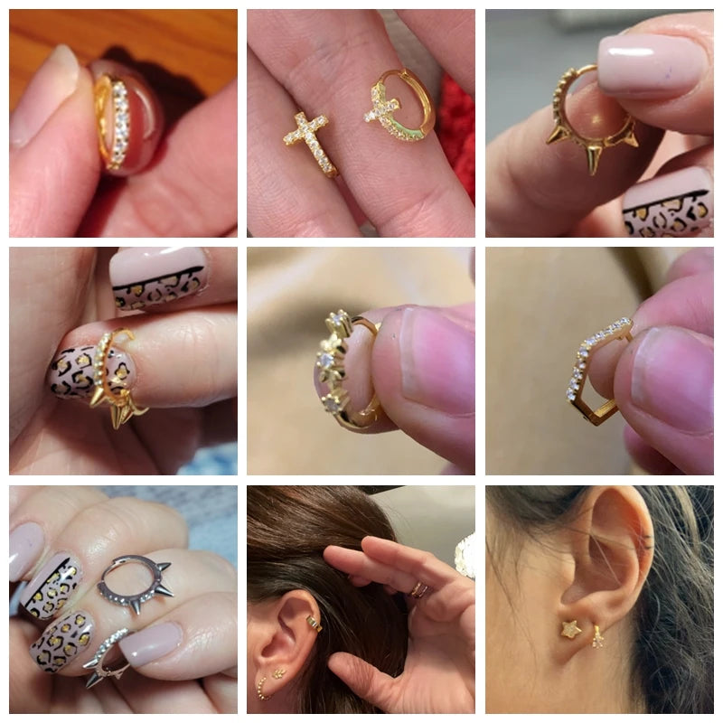 CANNER White Zircon Simple Love Round Earring For Women 925 Sterling Silver Earrings Hoops Pendiente Plata Piercing Gold Jewelry