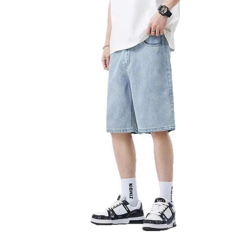 2025 NewRetro style loose jeans Y2k streetwear hip-hop casual fashion men's jeans loose straight cut shorts men