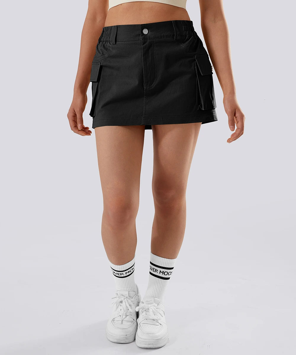 Summer Denim Skirt With Pockets Stylish Women Denim Cargo Skirt with Button Y2K Streetwear Low Waist Mini Jean Short Skirt Girl