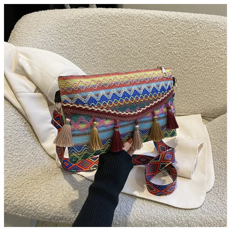 New Vintage Bohemian Fringe Shoulder Bag Women Tassel Boho Hippie Gypsy Fringed Women's Handbags Open Bag Purses and Handbags