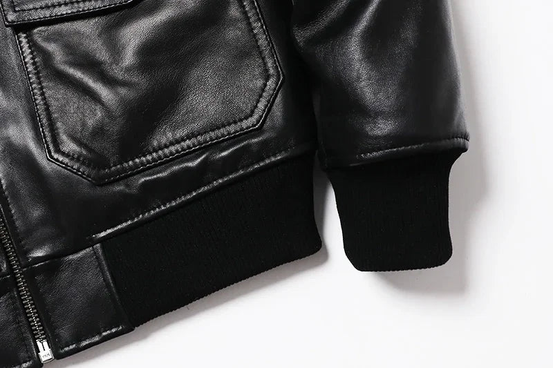 2025 New Embroidery Sheepskin Jacket Men's Natural Genuine Leather G1 Air Force Pilots Coat Thicken Warm Soft Clothes