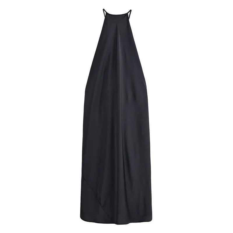 Sexy Halter Women's Dressess Elegant Lace Up Backless Sleeveless Oversize Dress Female Summer New Lady Party Robes