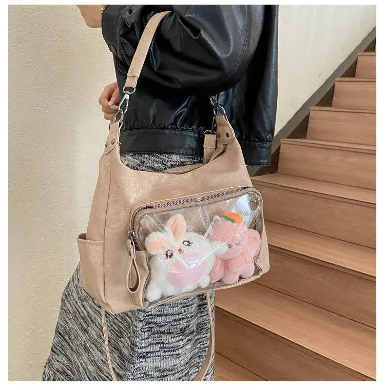 MBTI Casual Ita Bag for Women Fashion Aesthetic Y2k Large Capacity Shoulder Bag Transparent Daily Advanced Harajuku New Handbag