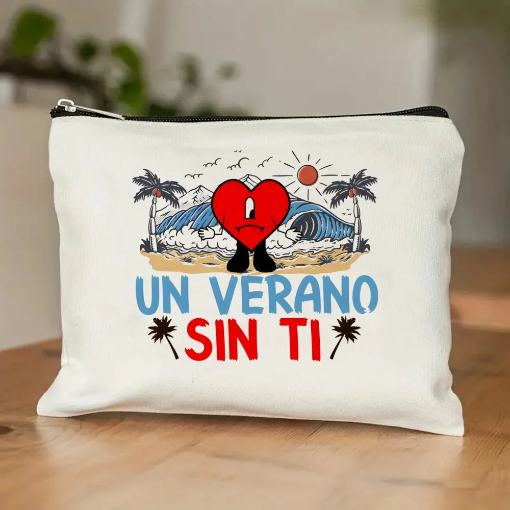 Un Verano Sin Ti Gift Bag Set, Bad Bunny Print Tote Bag, Casual Canvas Shoulder Bag with Mini Storage Bag