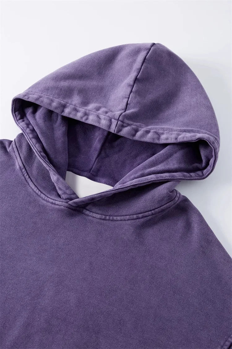 A50 Distressed Thin Hooded Sweatshirt 350g Pure Cotton Hua Cotton Composite Milk Silk Washing Distressed Fashion Sweatshirt