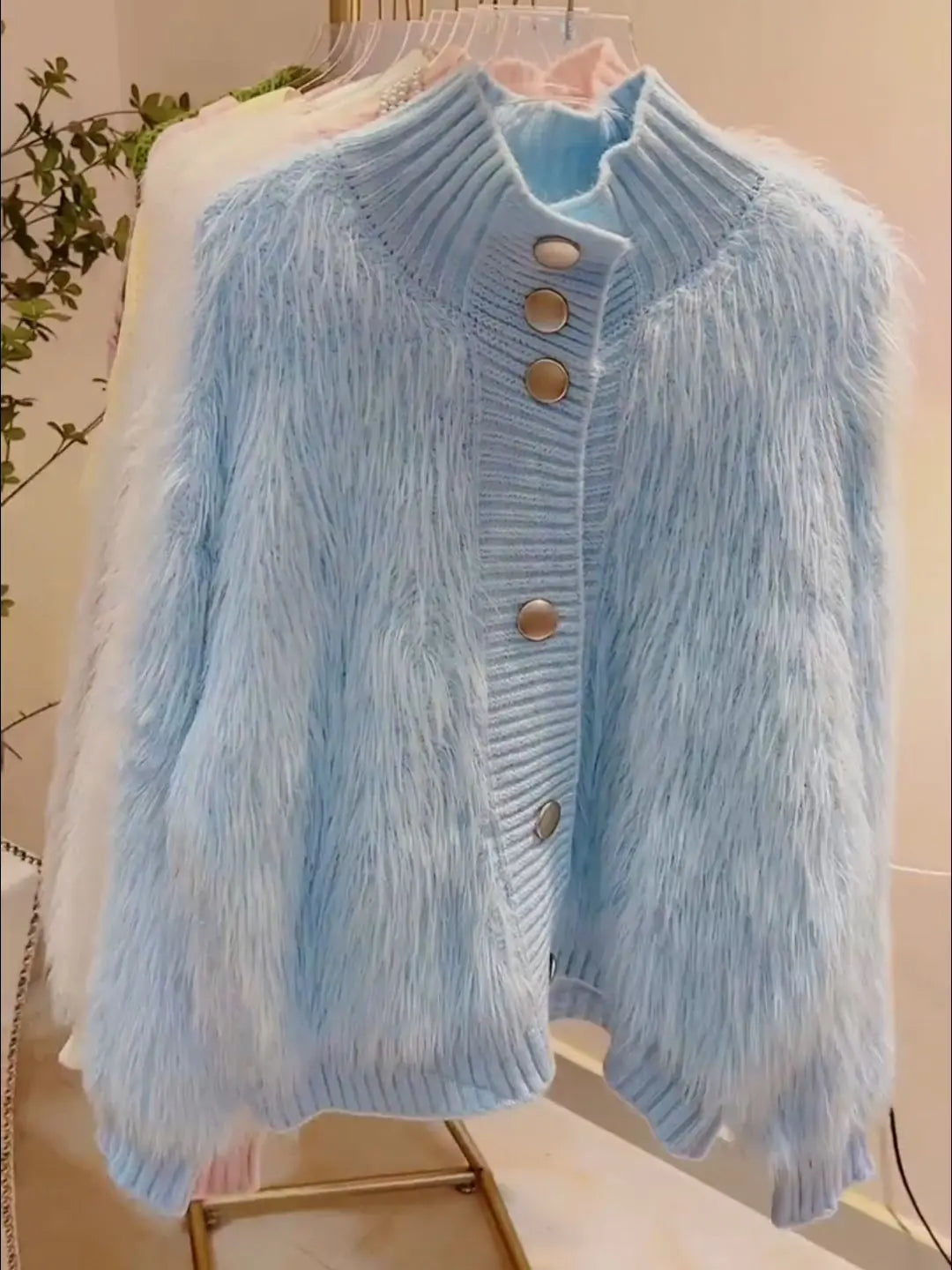 2025 Women Fur Faux Knitted Cardigan Sweater Jacket Korean Style Womens Sweaters Autumn Women's Clothes Knitwear V Neck Knit