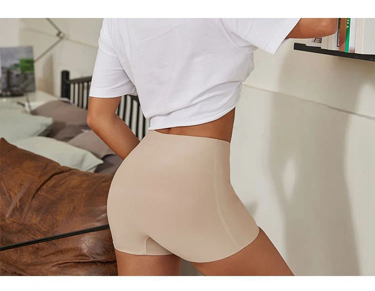 CINOON Seamless Sports Shorts Women's Panties High-Waist Tummy Hips Safety Pants Slim Shaping Underwear Ice Silk Boxer Briefs