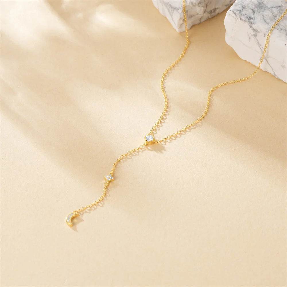AIDE 925 Sterling Silver Personalized Snake Chain Adjustable Y Necklace Clavicle Pendant Chokers Necklace Women's Holiday Gifts